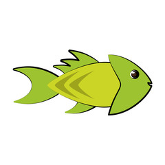 green fish sideview icon image vector illustration design 