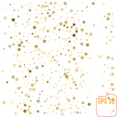 Gold stars. Confetti celebration, Falling golden abstract decoration for party, birthday celebrate, anniversary or event, festive. Festival decor. Vector illustration