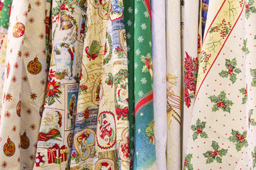 New Year's textiles, fabric with a Christmas print, pattern