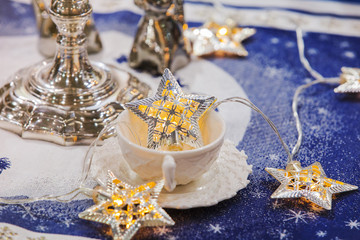 Christmas decor garland in the form of a star.