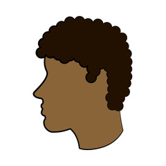 man dark skin avatar head sideview icon image vector illustration design 