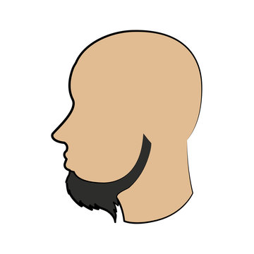 bearded man avatar head sideview icon image vector illustration design 