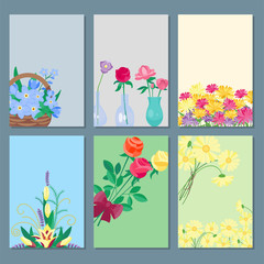 Vintage floral vector bouquet cards garden flower botanical natural illustration summer floral greeting card botany colorful bloom decoration.
