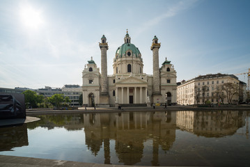Fototapeta na wymiar Visiting St. Charles's Church in Vienna, Austria’s capital