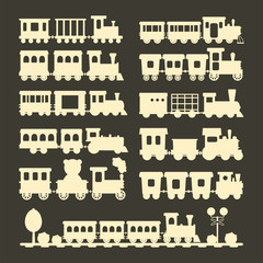 Game gift kids train silhouette vector travel railroad transportation toy locomotive illustration.
