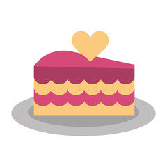 cake with heart cartoon valentines day related icon image vector illustration design 