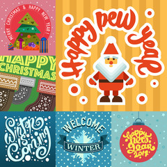 Merry Christmas greeting card vector background holidays winter New Year celebration decoration.