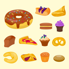 Fototapeta na wymiar Cookie cakes tasty snack delicious chocolate homemade pastry biscuit vector illustration