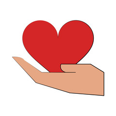 hand holding heart cartoon valentines day related icon image vector illustration design 