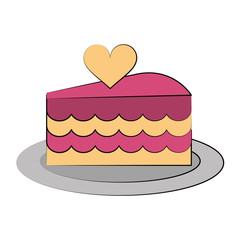 cake with heart cartoon valentines day related icon image vector illustration design 