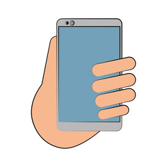 smartphone with hand icon image vector illustration design 