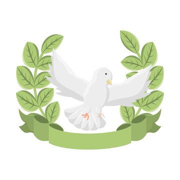 emblem with peace dove icon
