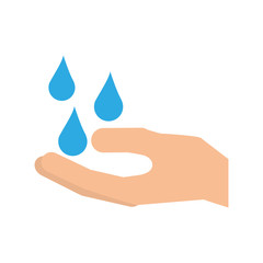 hand with water drop clean hygiene symbol