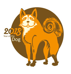 Dog. Round vector template. Symbol of 2018. Year of the Dog on the Chinese calendar. 