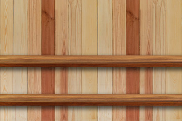 Empty top of wooden shelves on dark Board wood  background, For product display