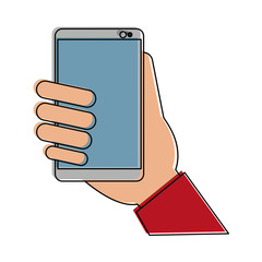 smartphone with hand icon image vector illustration design 