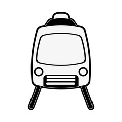 train tramway frontview icon image vector illustration design  black and white