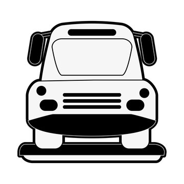 bus frontview icon image vector illustration design  black and white