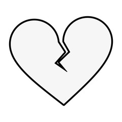 broken heart cartoon icon image vector illustration design  black and white