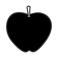 apple whole fruit icon image vector illustration design  black and white