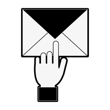 Message Envelope Hand Icon Image Vector Illustration Design  Black And White