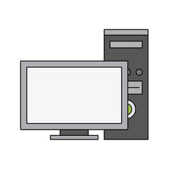 computer monitor with cpu tower icon image vector illustration design 