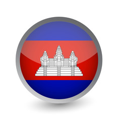 Cambodia Flag Round Glossy Icon