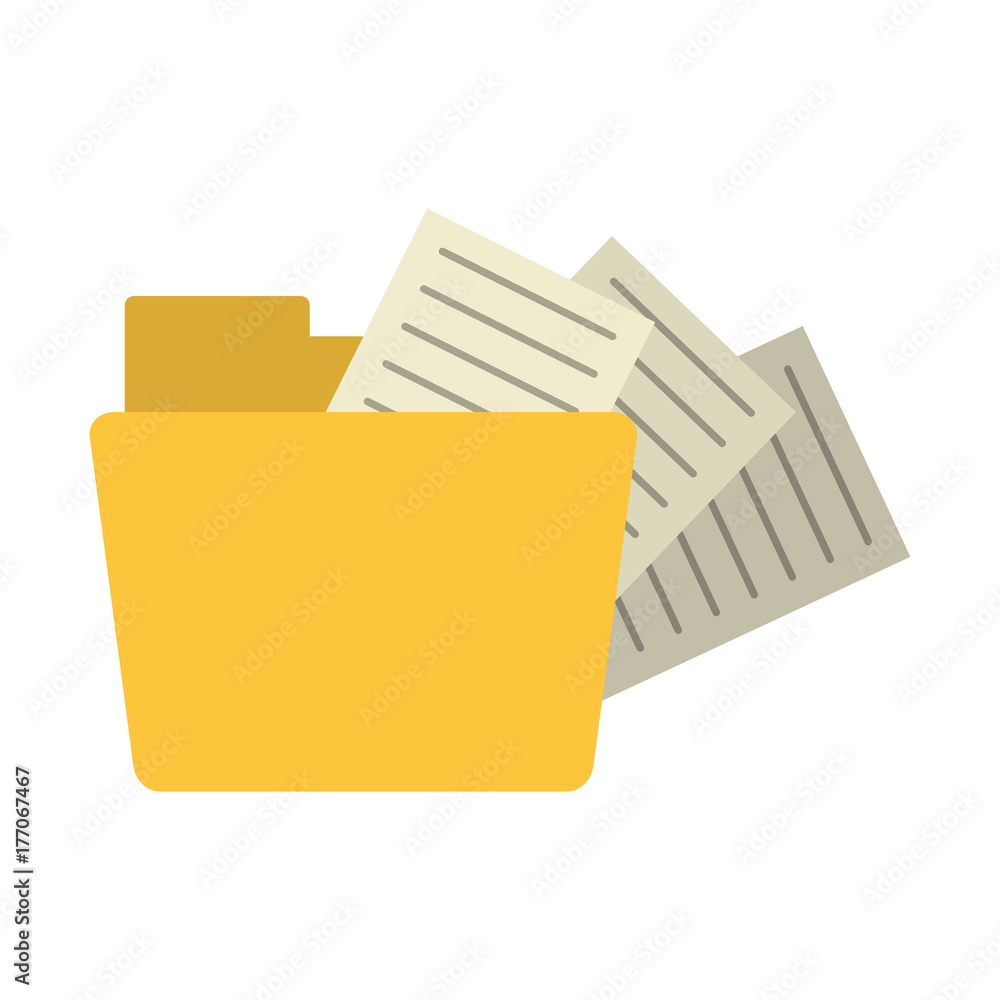Aufkleber file folder with documents coming out icon image vector illustration design