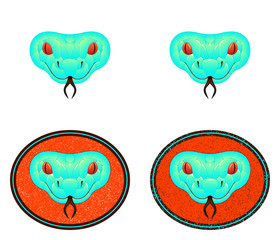 Cyan snake head, vector illustration of snake head
