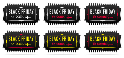 Black Friday is coming. Holiday of Black Friday with Big Sale, Black Vector Badge