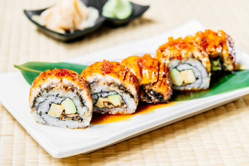 Unagi or eel fish sushi roll
