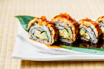 Unagi or eel fish sushi roll