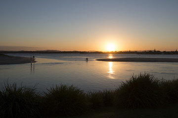 Fototapeta premium Stranded,Sunset on water,Forster Australia