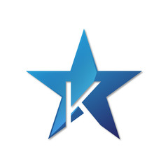 initial letter logo star blue color