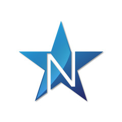 initial letter logo star blue color