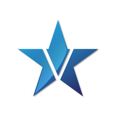 initial letter logo star blue color