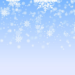 Naklejka na ściany i meble Abstract vector with white snowflakes on blue background. Vector