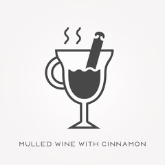 Silhouette icon mulled wine with cinnamon