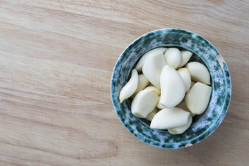Peeled Garlic Coves in Bowl
