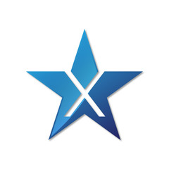 initial letter logo star blue color