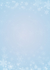 Fototapeta premium Winter blue christmas background with snowflake border