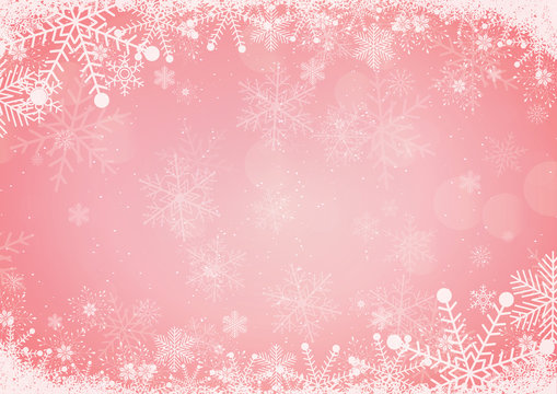 gradient Christmas background snowflake and snow border