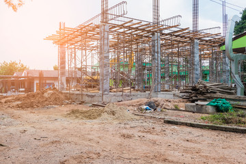 Building under Construction and sky background  .