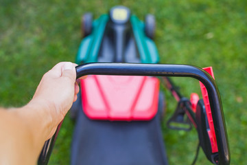  Lawn mower in the backyard