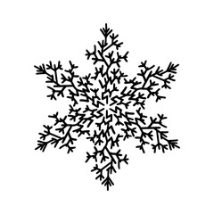 Winter snowflake. Holiday element. Black snowflake isolated on white background. Vector illustration.