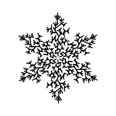 Winter snowflake. Holiday element. Black snowflake isolated on white background. Vector illustration.