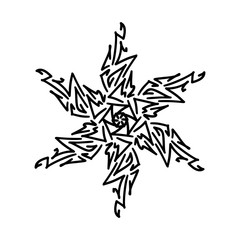 Winter snowflake. Holiday element. Black snowflake isolated on white background. Vector illustration.