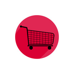 shopping cart round icon long shadow vector