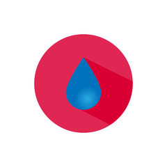 Fototapeta premium Water drop round icon long shadow vector