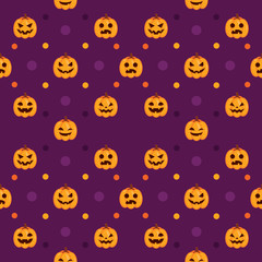 Seamless Halloween Pattern with orange pumpkins